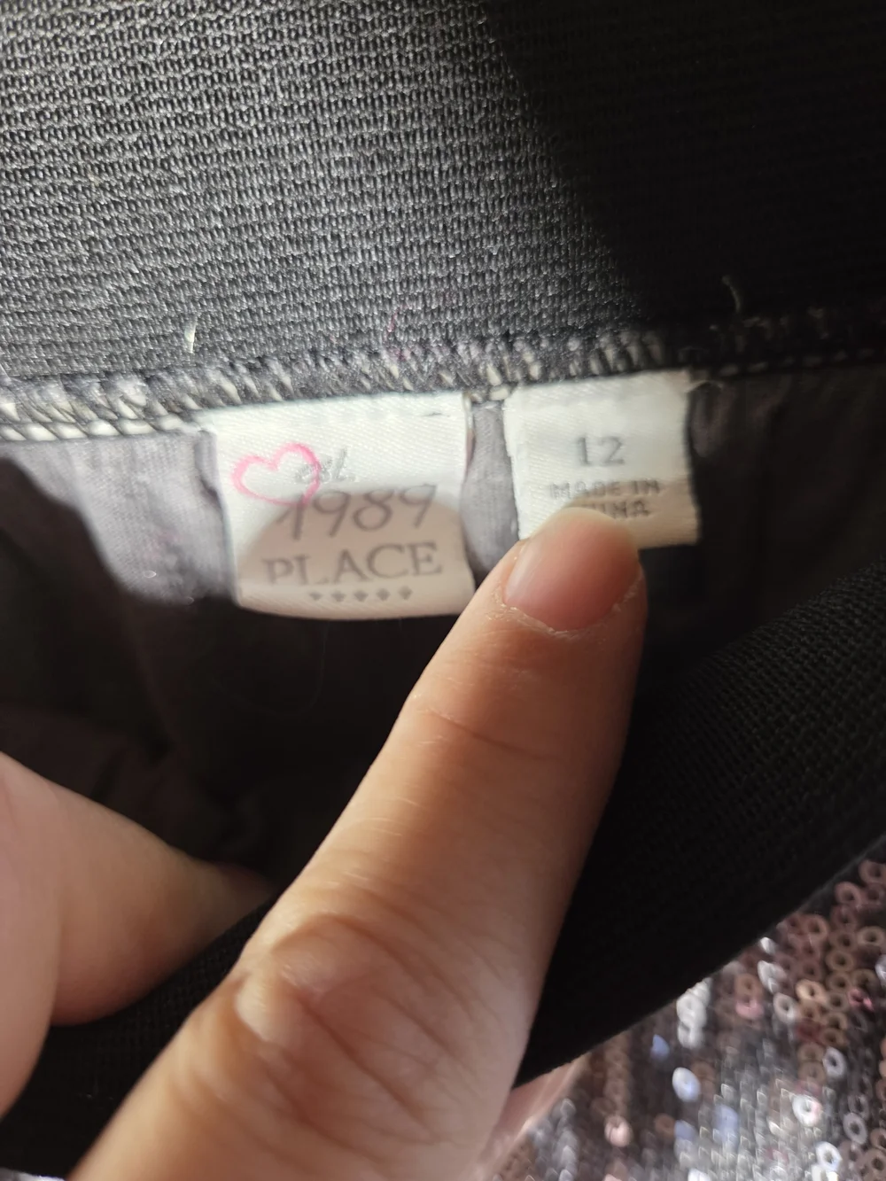 The Children's Place Silver Sequin Flared Skirt with Black Waistband